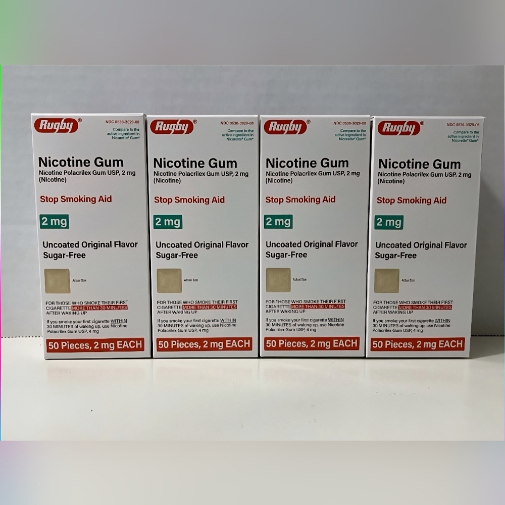 4 Boxes Of Rugby Nicotine Gum 2mg 50ct Uncoated Mint Flavor Expires 06/2027 NEW